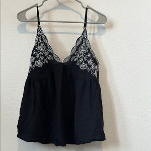 Chic Black and White Embroidered Top